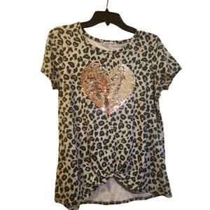 Knitworks T shirt Girl's 3xl Animal Print Sequin Short Sleeve NWOT